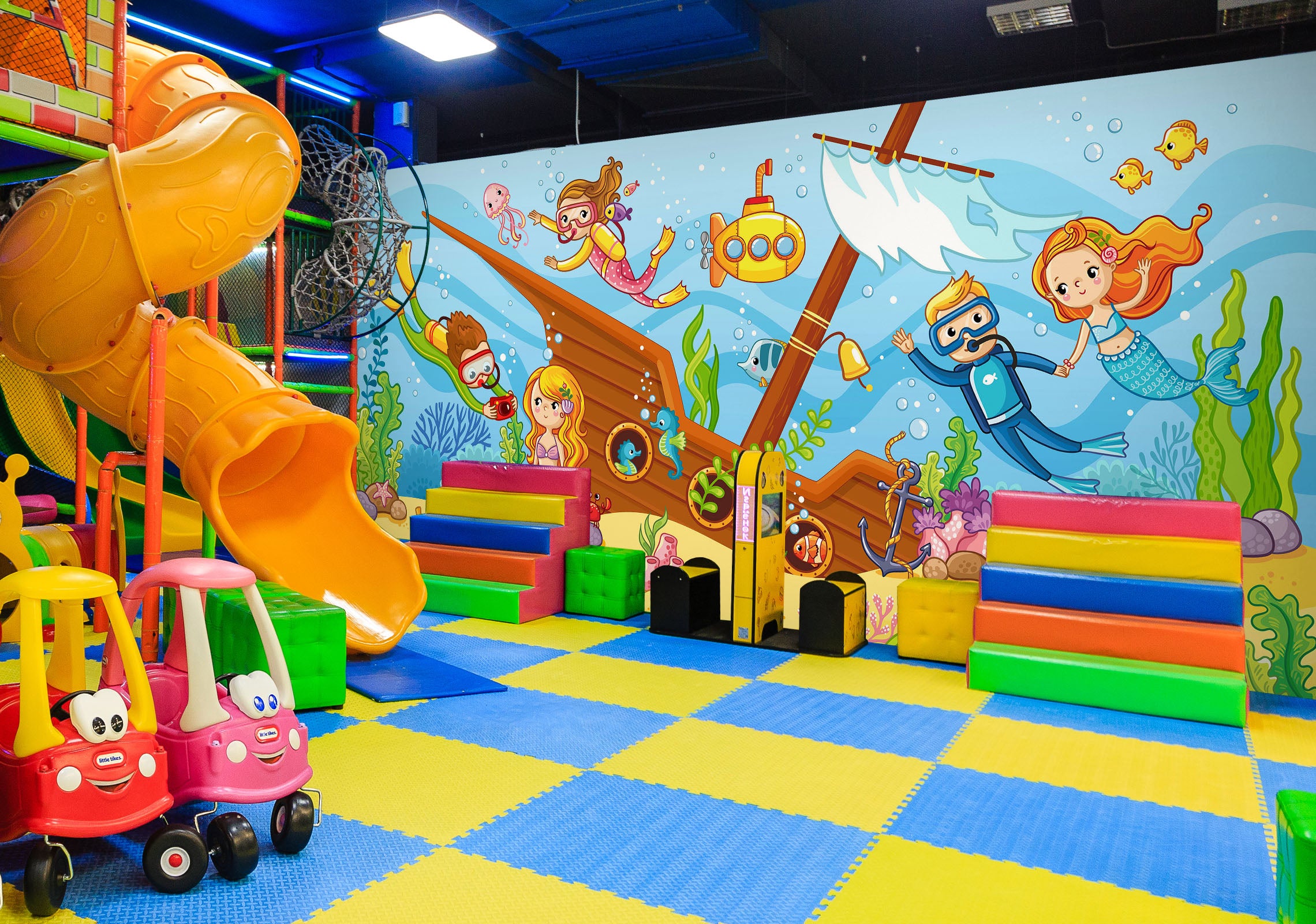 3D Cartoon Undersea Mermaid 1418 Indoor Play Centres Wall Murals