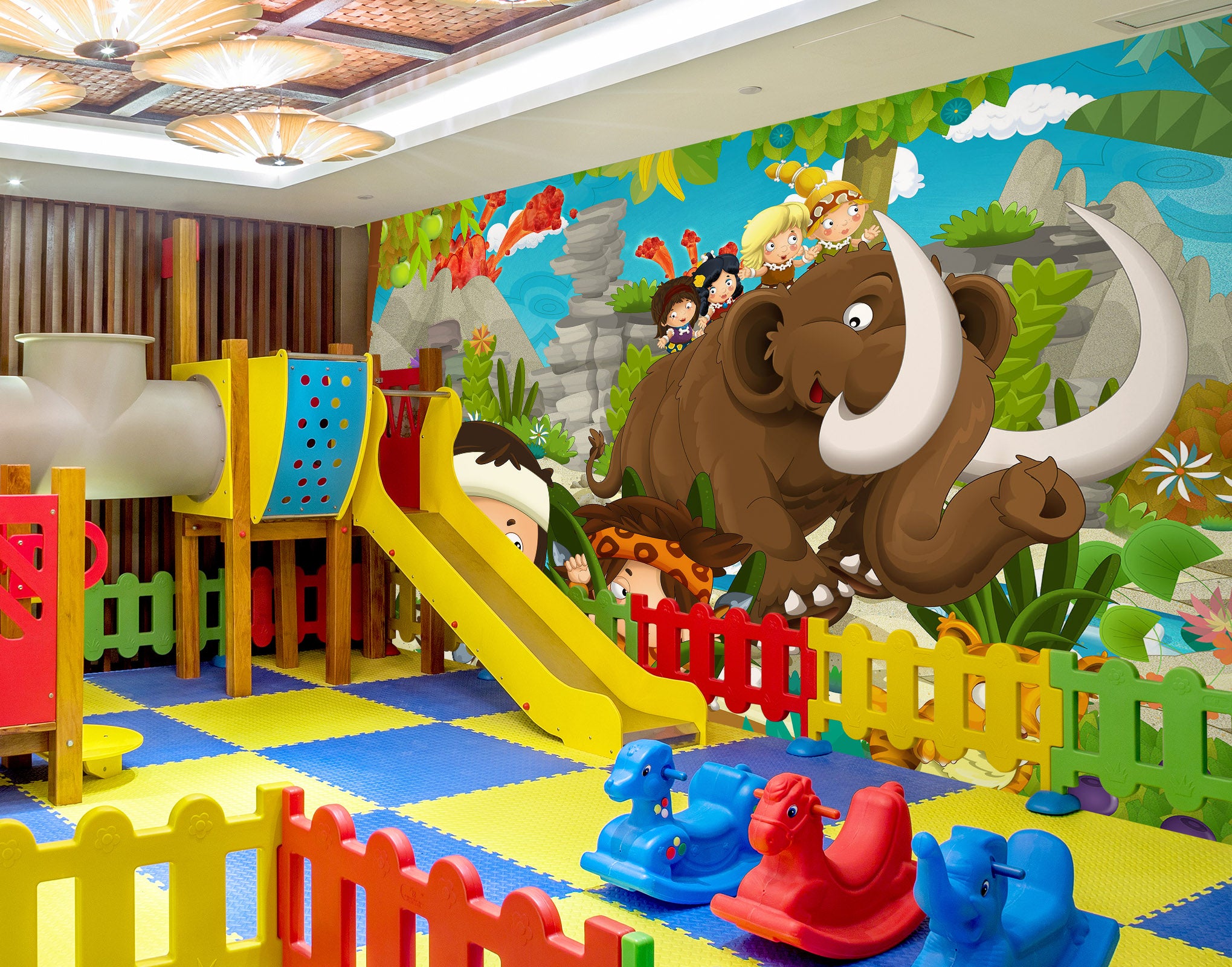 3D Cartoon Mammoth 1419 Indoor Play Centres Wall Murals