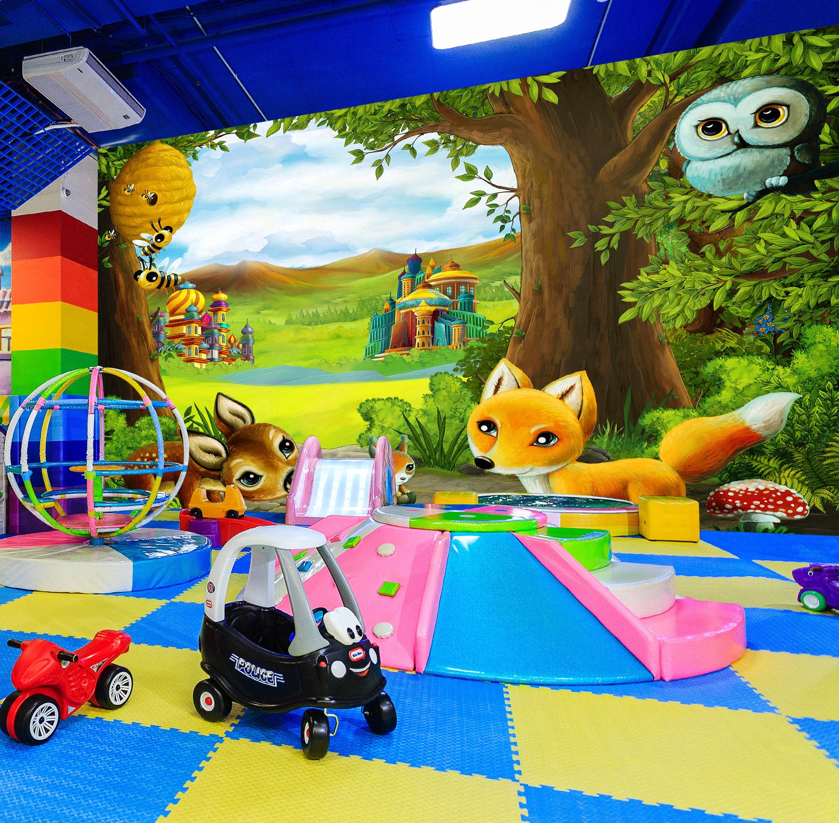 3D Tree Animal 1433 Indoor Play Centres Wall Murals