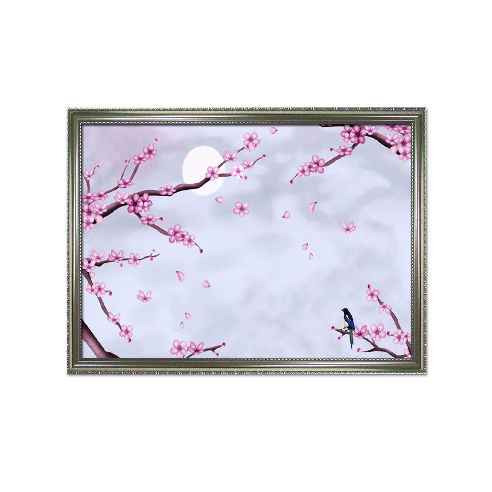 3D Moon Plum 200 Fake Framed Print Painting Wallpaper AJ Creativity Home