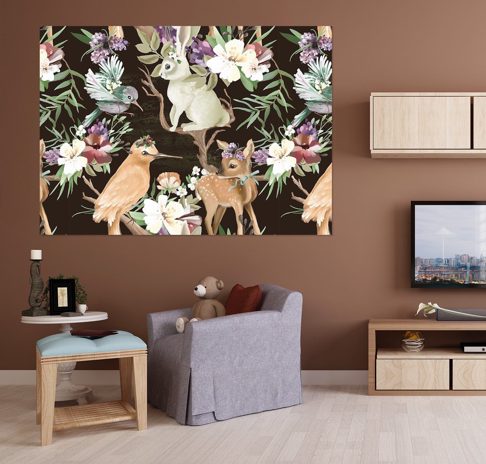 3D Bird Deer Rabbit 1058 Wall Sticker Wallpaper AJ Wallpaper 2