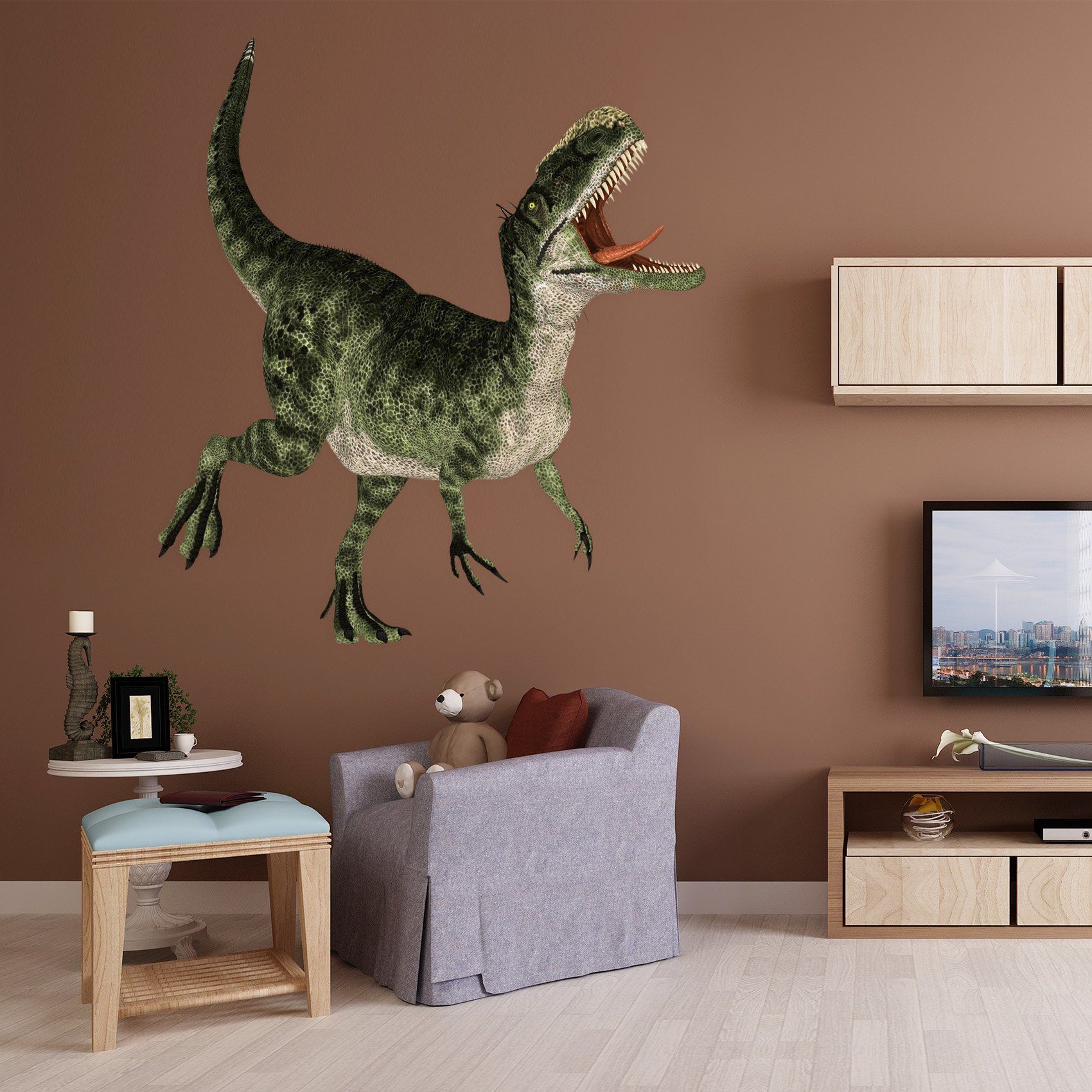 3D Dinosaur Sticking Out Tongue 083 Animals Wall Stickers Wallpaper AJ Wallpaper