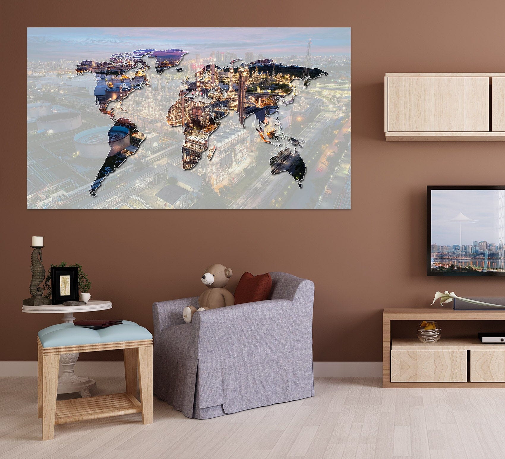 3D Color Pattern 249 World Map Wall Sticker Wallpaper AJ Wallpaper 2