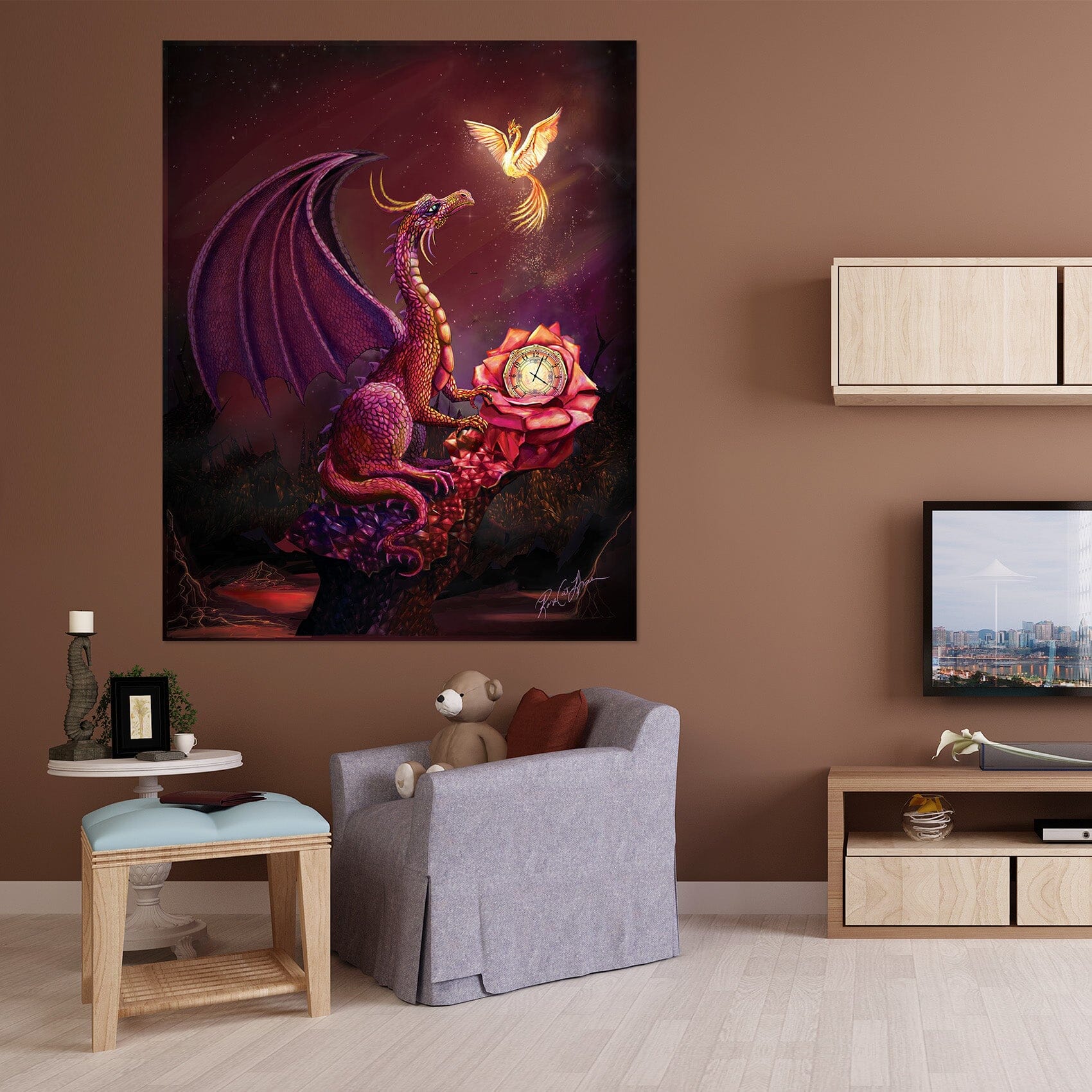 3D Flying Dragon 123 Rose Catherine Khan Wall Sticker Wallpaper AJ Wallpaper 2