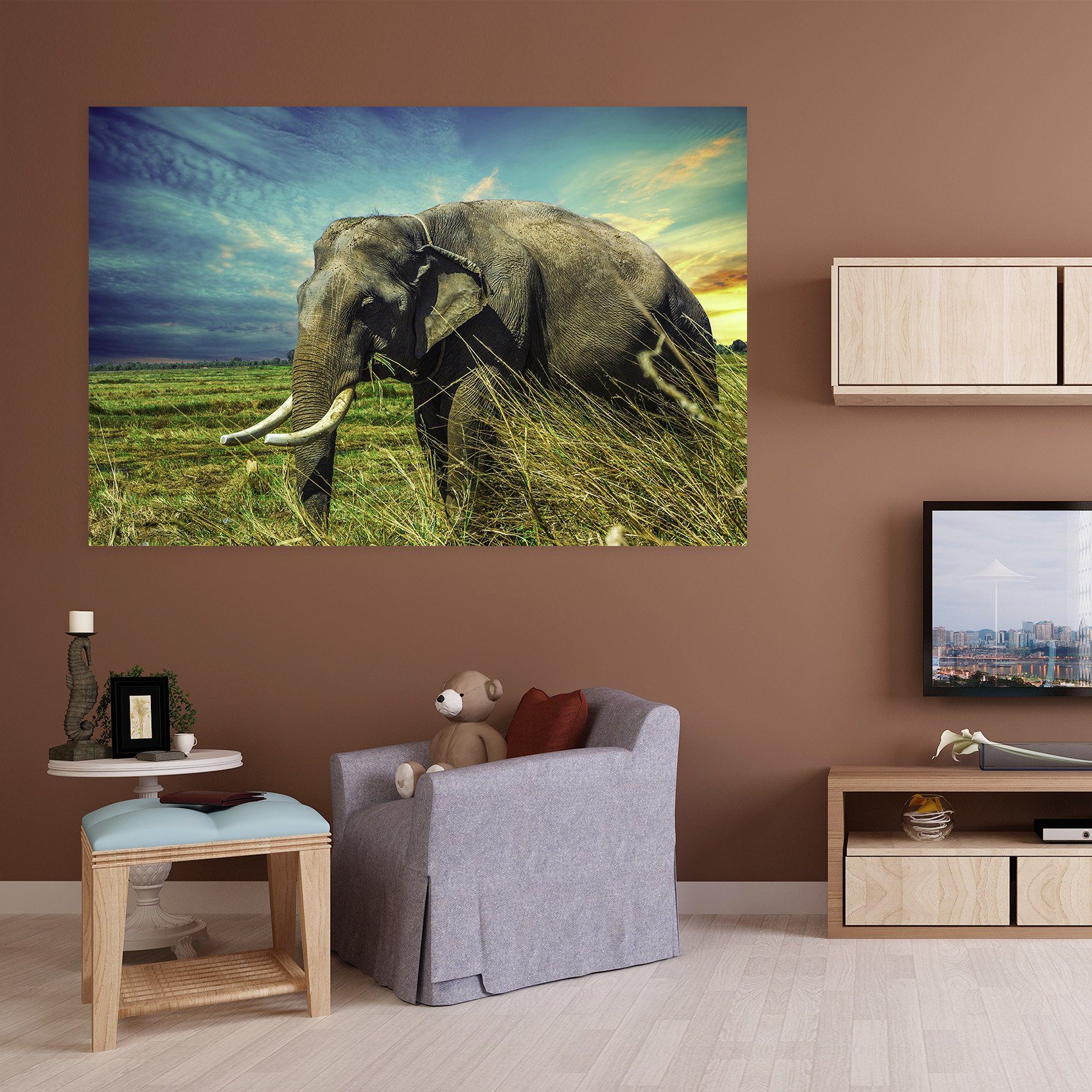 3D Steppe Elephant 46 Animal Wall Stickers Wallpaper AJ Wallpaper 2