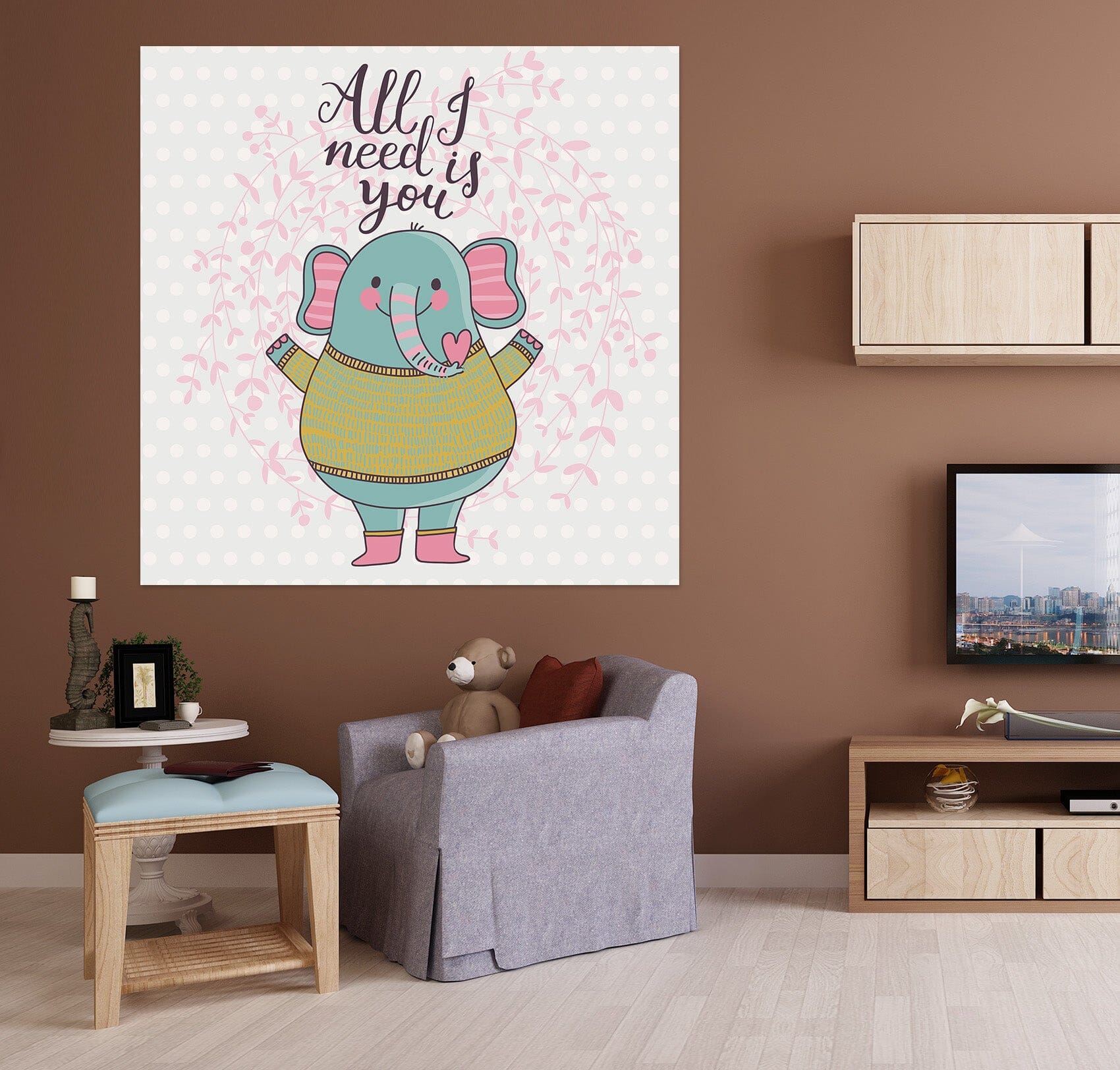 3D Cute Elephant 1005 Wall Sticker Wallpaper AJ Wallpaper 2