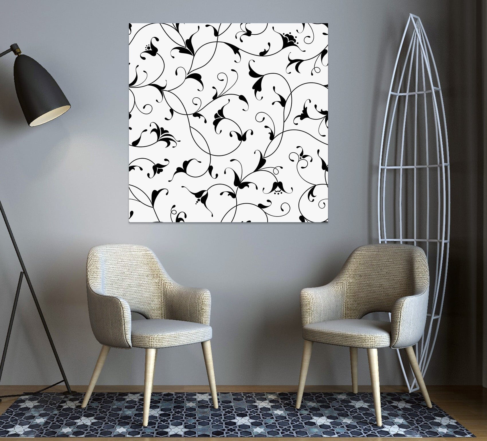 3D Black Flower Pattern 1071 Wall Sticker Wallpaper AJ Wallpaper 2