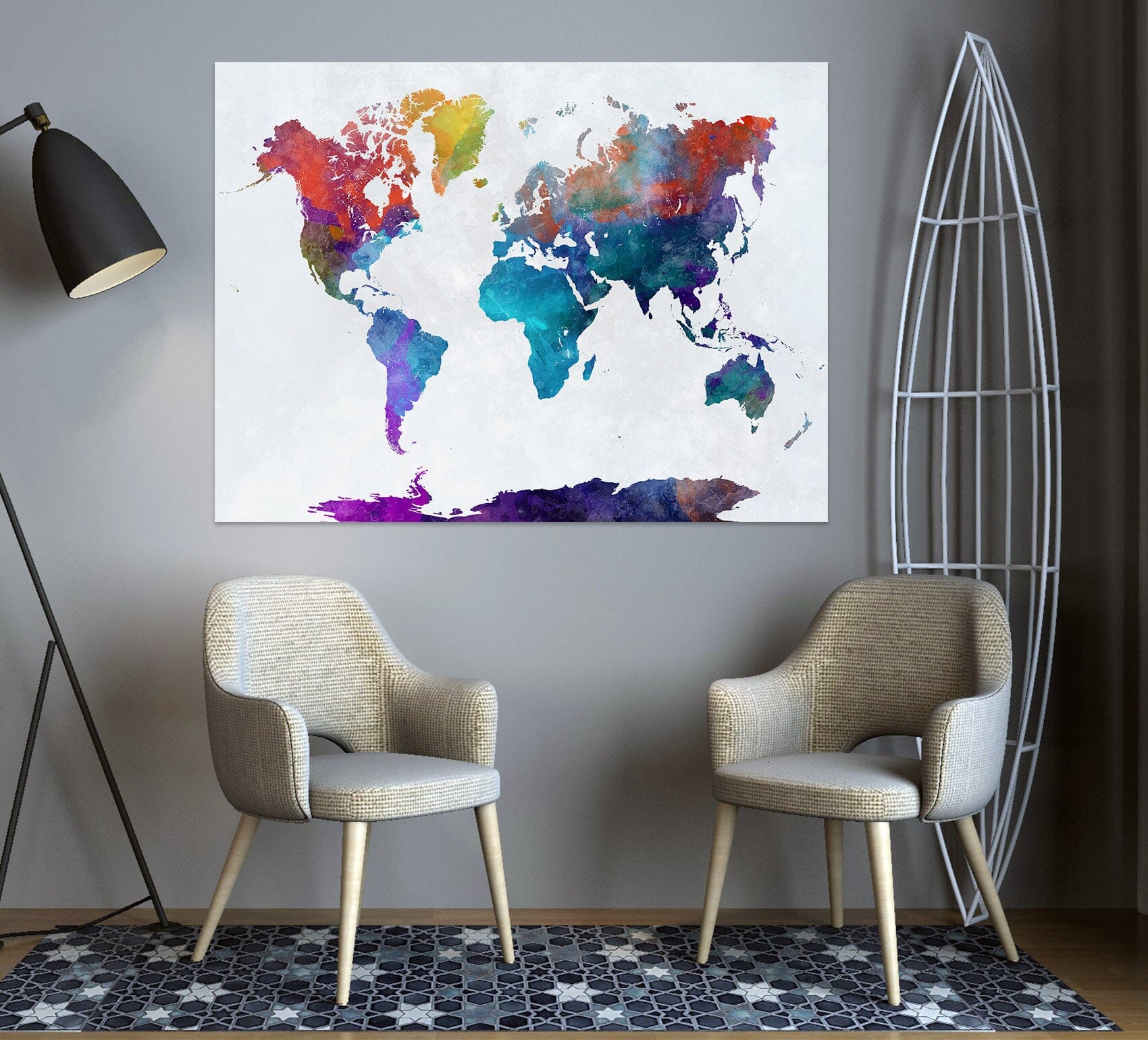 3D Vibrant Colors 113 World Map Wall Sticker Wallpaper AJ Wallpaper 2