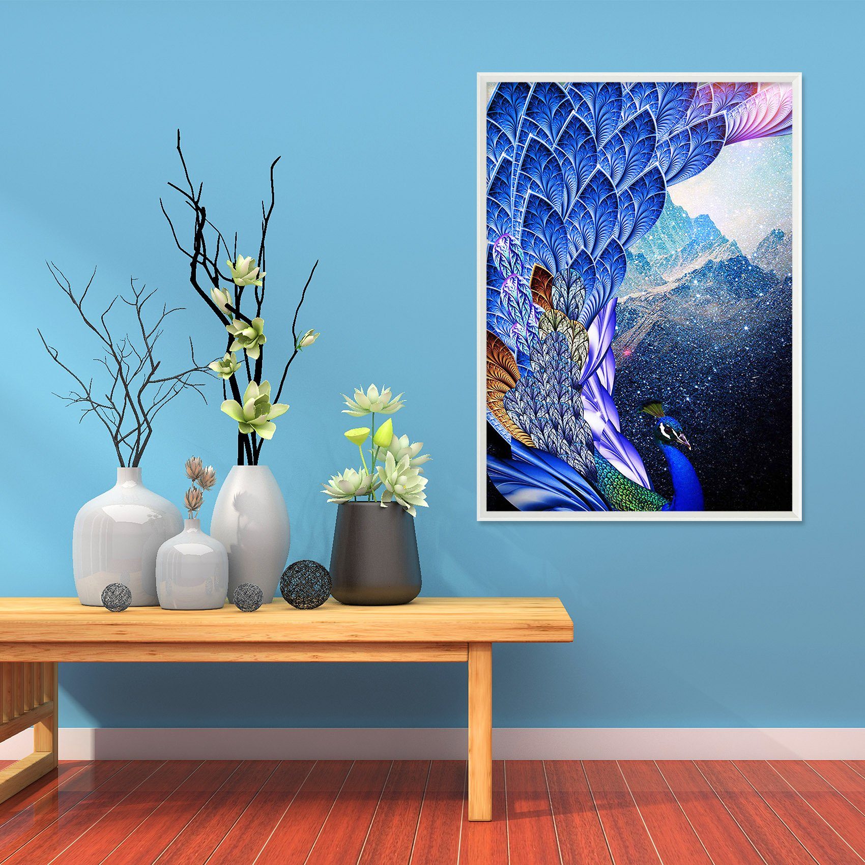 3D Highly Peacock 064 Fake Framed Print Painting Wallpaper AJ Creativity Home
