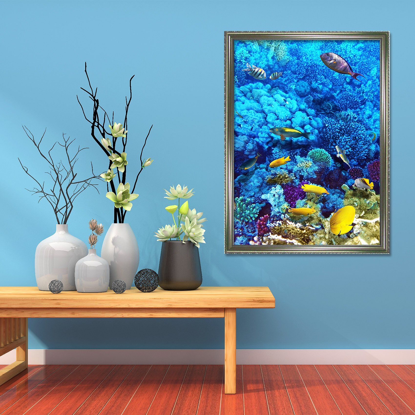 3D Beautiful Coral 061 Fake Framed Print Painting Wallpaper AJ Creativity Home