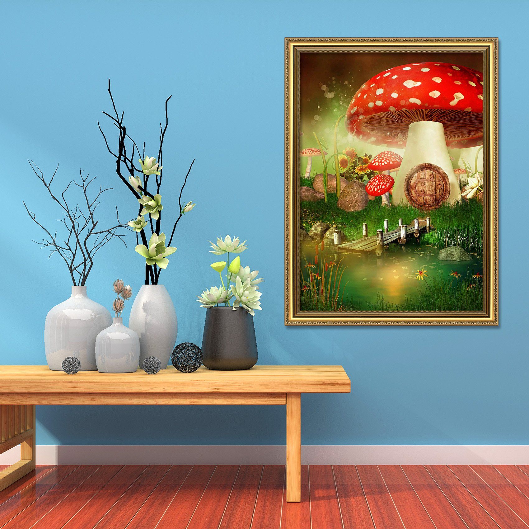 3D Big Mushroom 065 Fake Framed Print Painting Wallpaper AJ Creativity Home