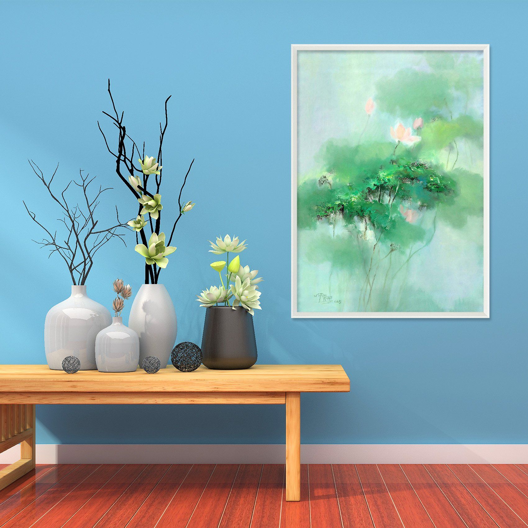 3D Lotus Flower 107 Fake Framed Print Painting Wallpaper AJ Creativity Home