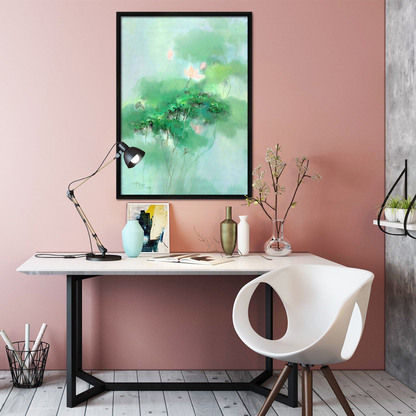 3D Lotus Flower 107 Fake Framed Print Painting Wallpaper AJ Creativity Home