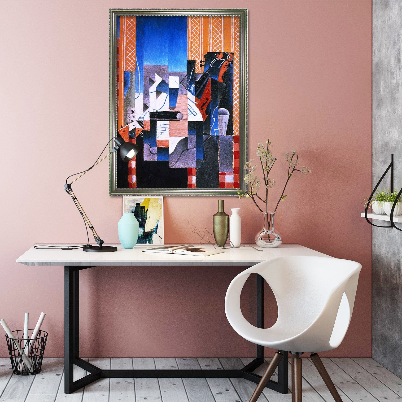 3D Blue Abstract 123 Fake Framed Print Painting Wallpaper AJ Creativity Home