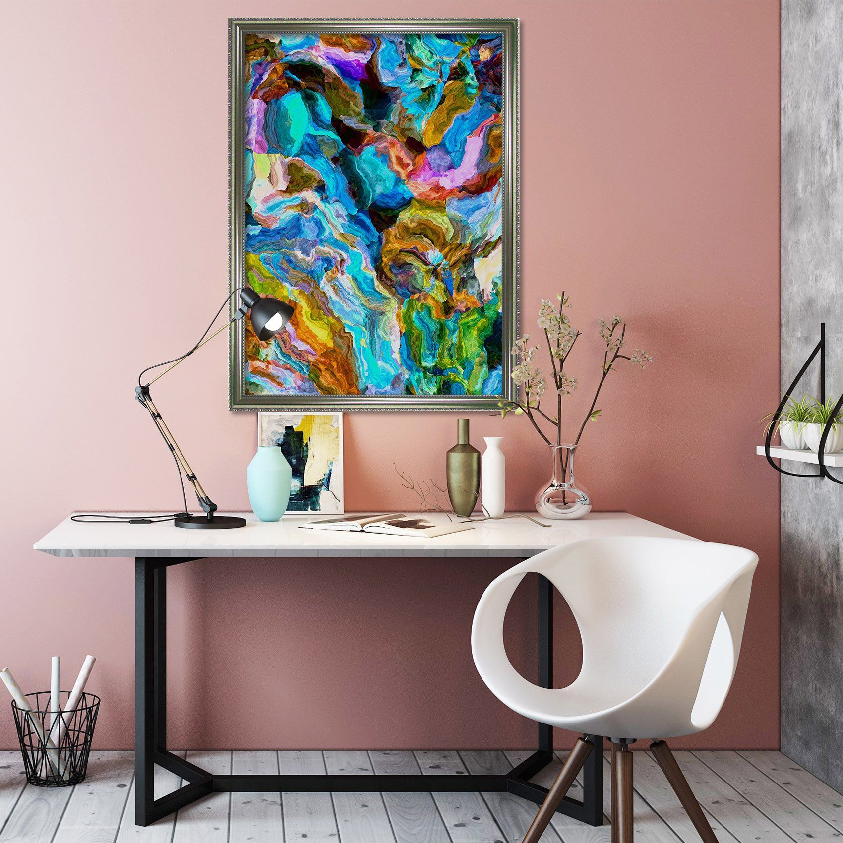 3D Color Abstraction 076 Fake Framed Print Painting Wallpaper AJ Creativity Home