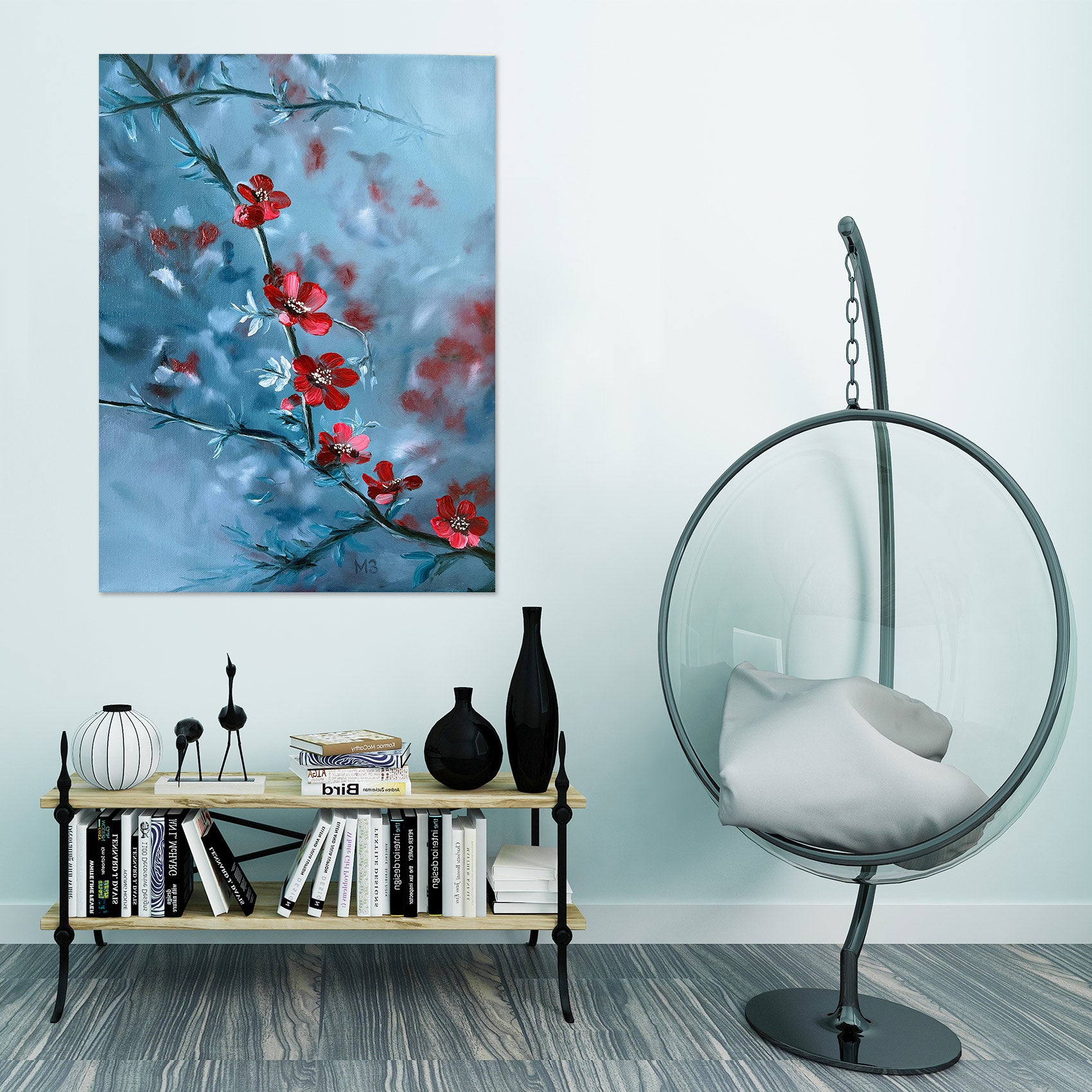 3D Red Flower Branch 10081 Marina Zotova Wall Sticker