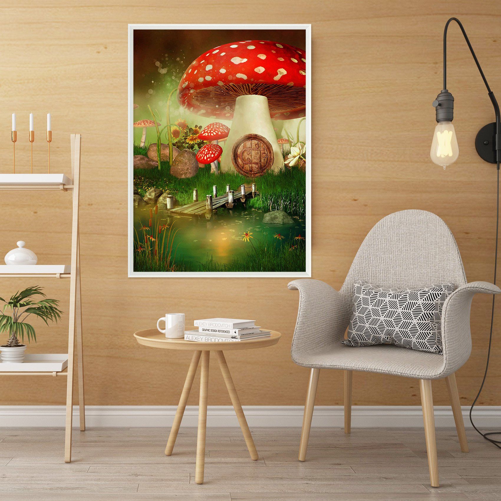 3D Big Mushroom 065 Fake Framed Print Painting Wallpaper AJ Creativity Home