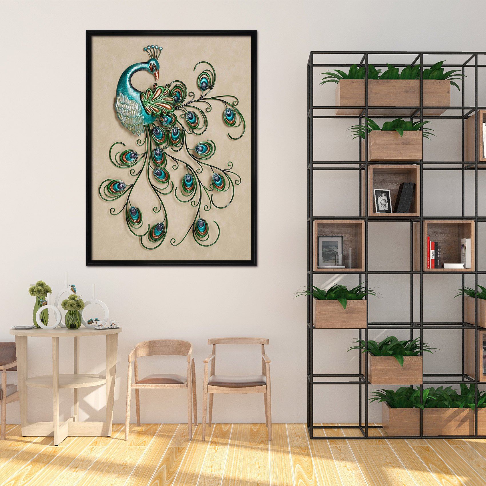 3D Beautiful Peacock 069 Fake Framed Print Painting Wallpaper AJ Creativity Home