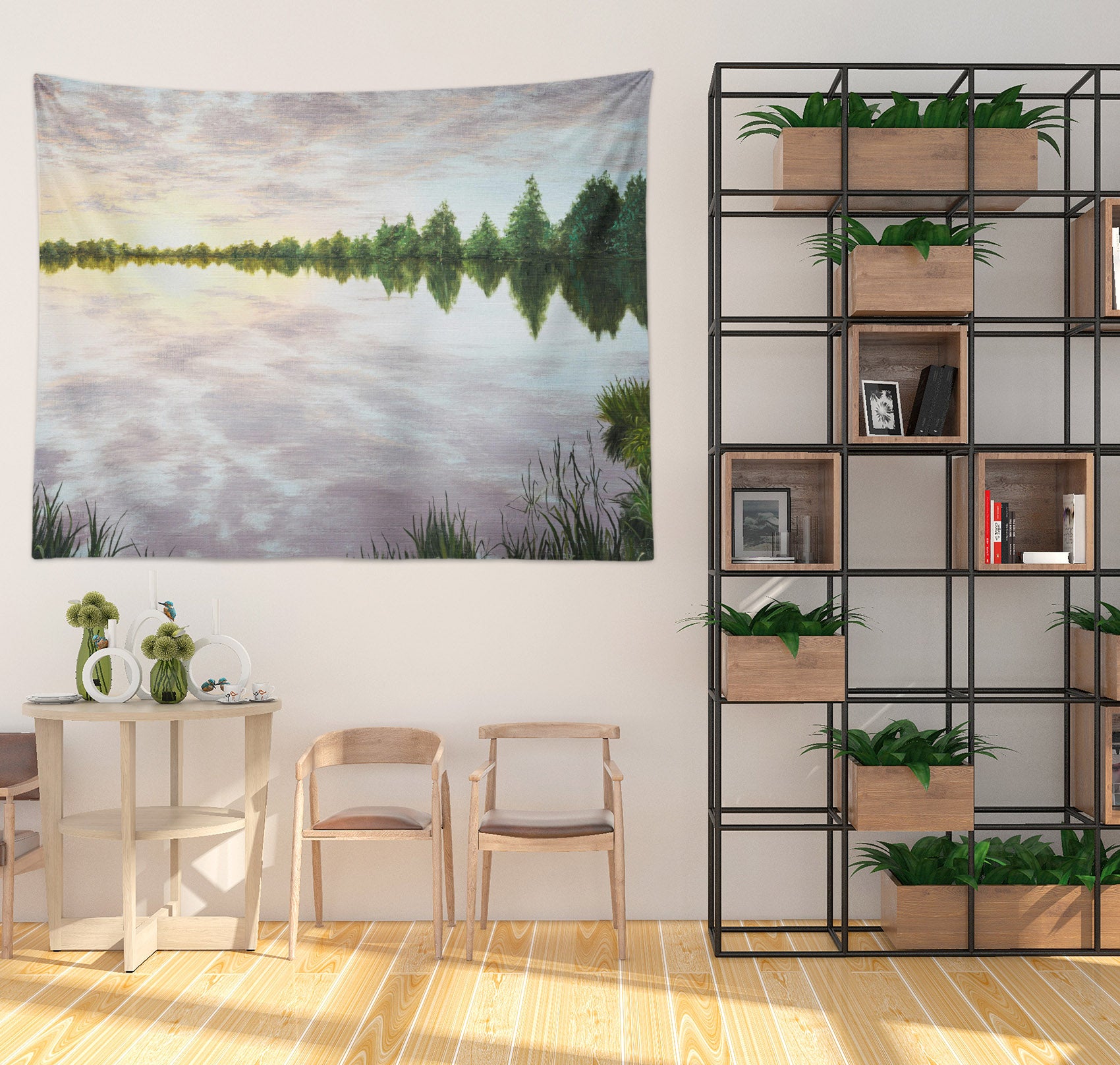 3D Quiet Lake Trees 869 Marina Zotova Tapestry Hanging Cloth Hang