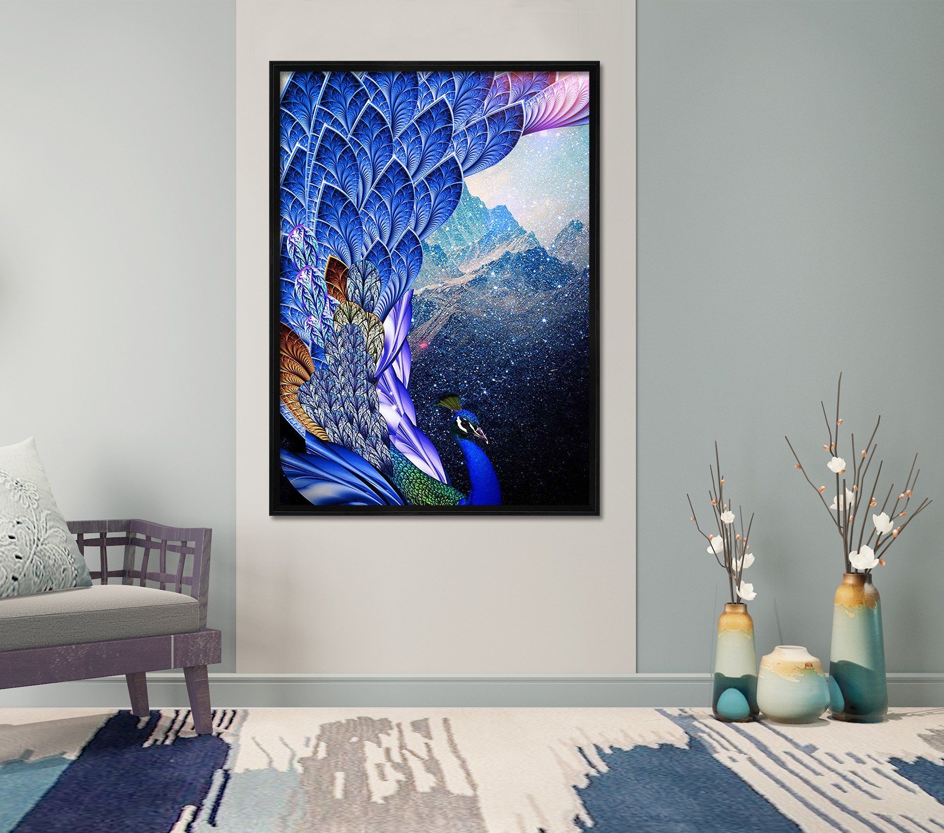 3D Highly Peacock 064 Fake Framed Print Painting Wallpaper AJ Creativity Home