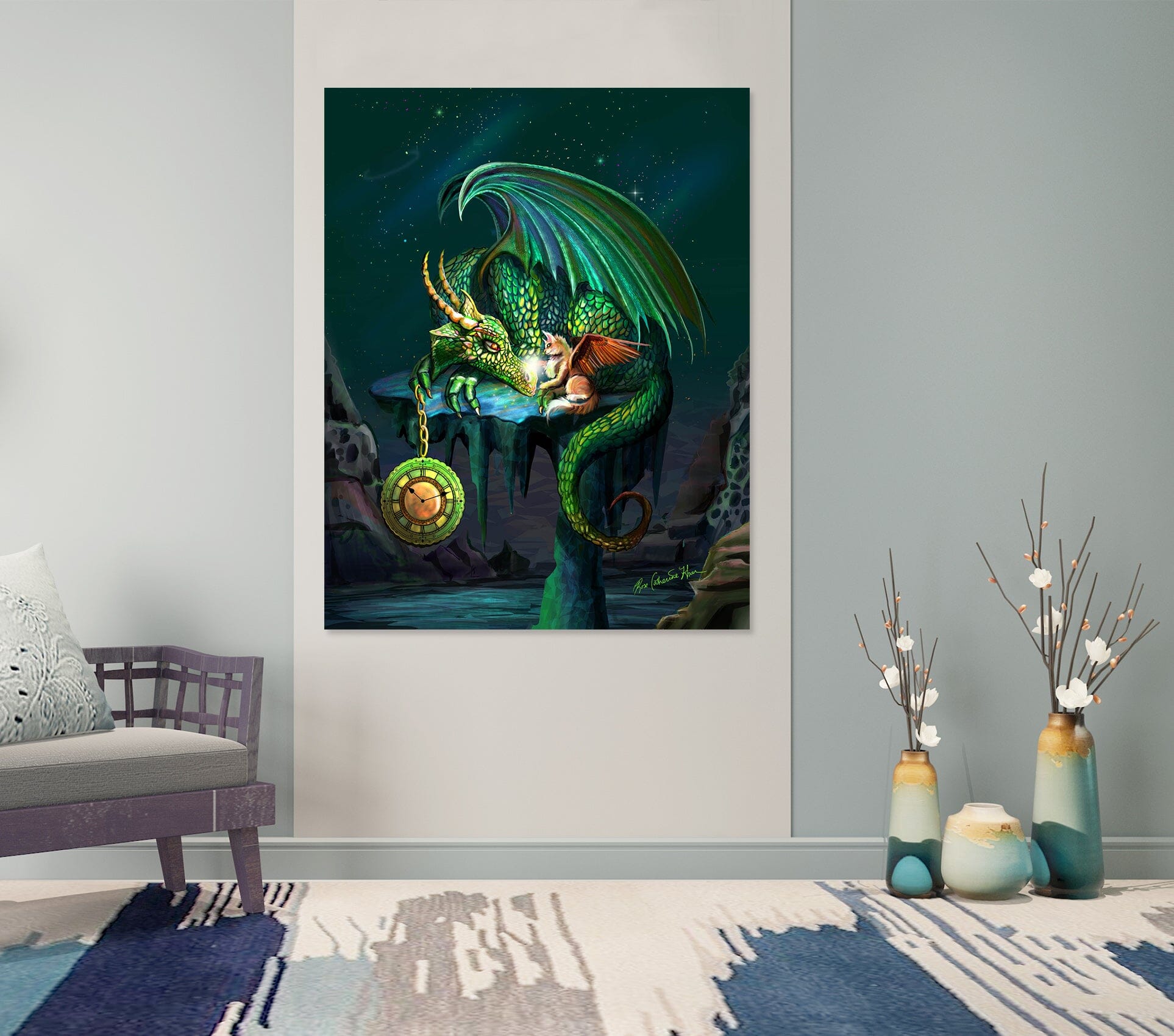 3D Green Dragon 122 Rose Catherine Khan Wall Sticker Wallpaper AJ Wallpaper 2