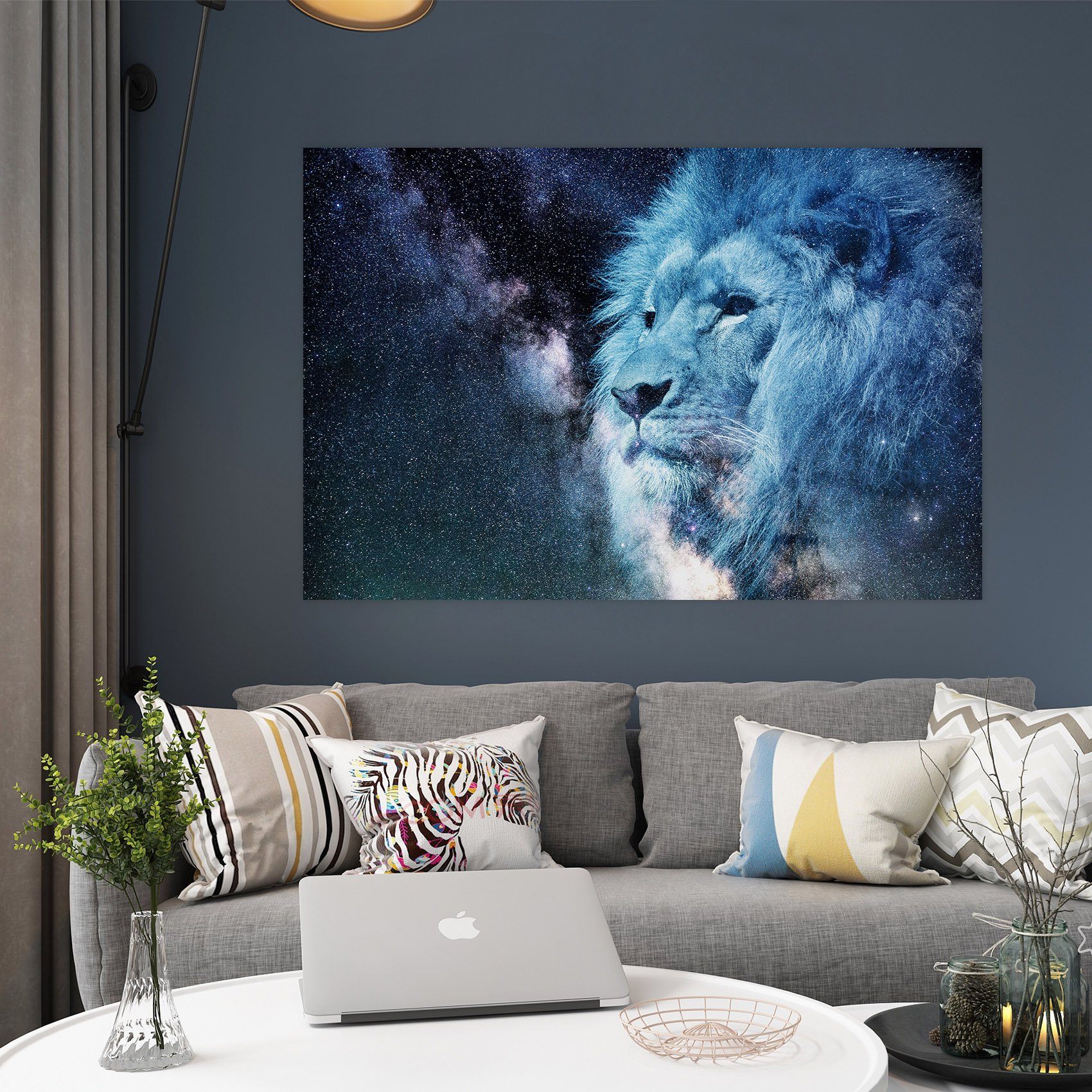 3D Moon Lion 94 Animal Wall Stickers Wallpaper AJ Wallpaper 2
