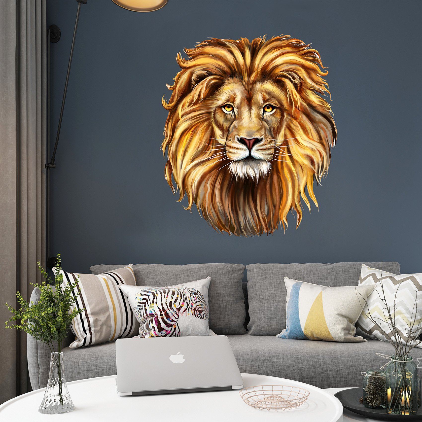 3D Lion Head 005 Animals Wall Stickers Wallpaper AJ Wallpaper