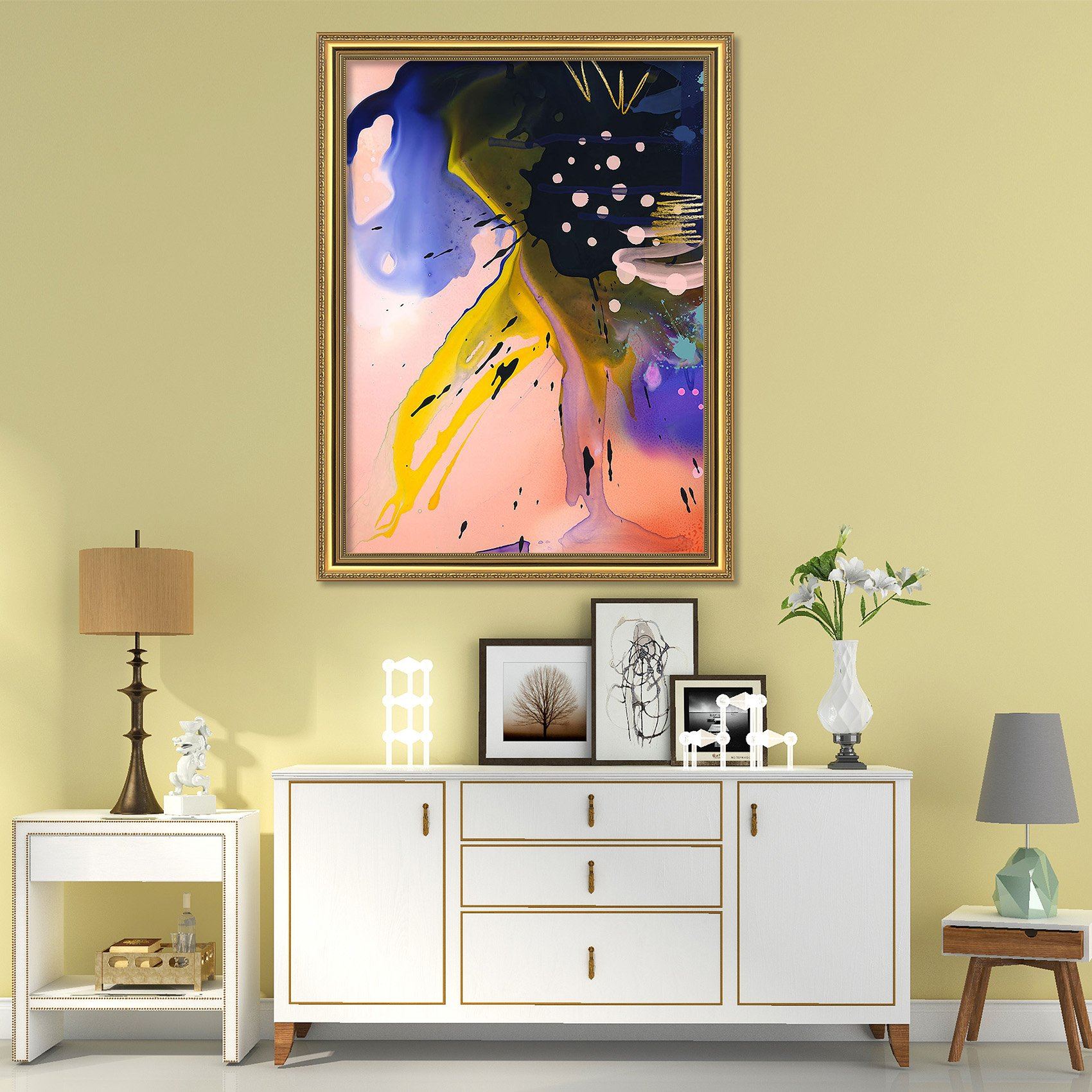 3D Ink Painting 079 Fake Framed Print Painting Wallpaper AJ Creativity Home