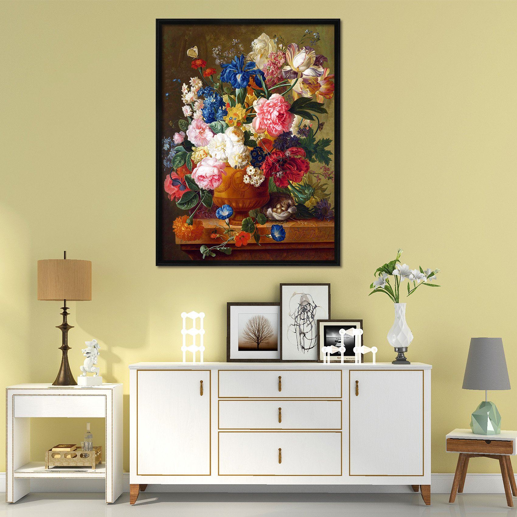 3D Flower Arrangement 141 Fake Framed Print Painting Wallpaper AJ Creativity Home