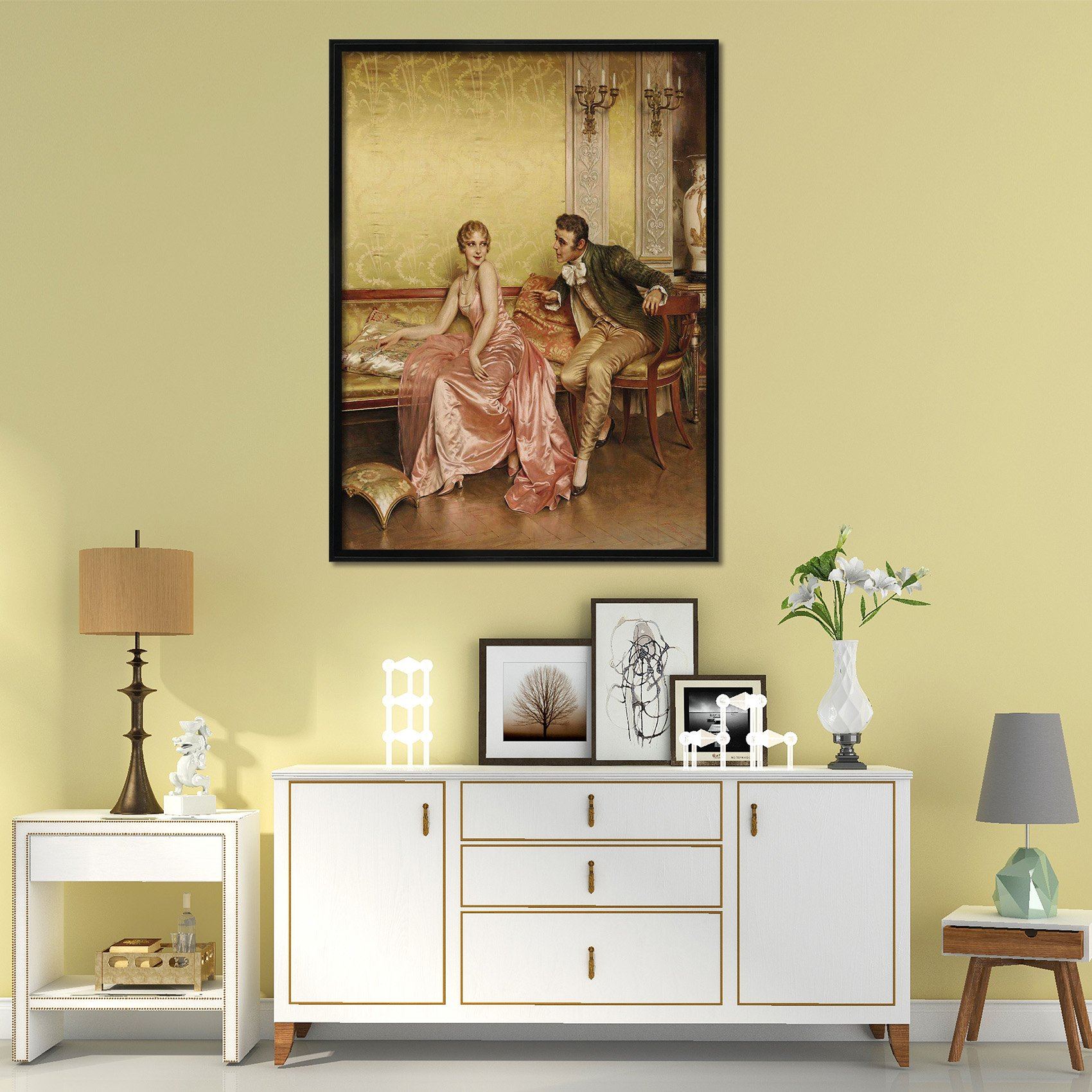 3D Sofa Chat 150 Fake Framed Print Painting Wallpaper AJ Creativity Home