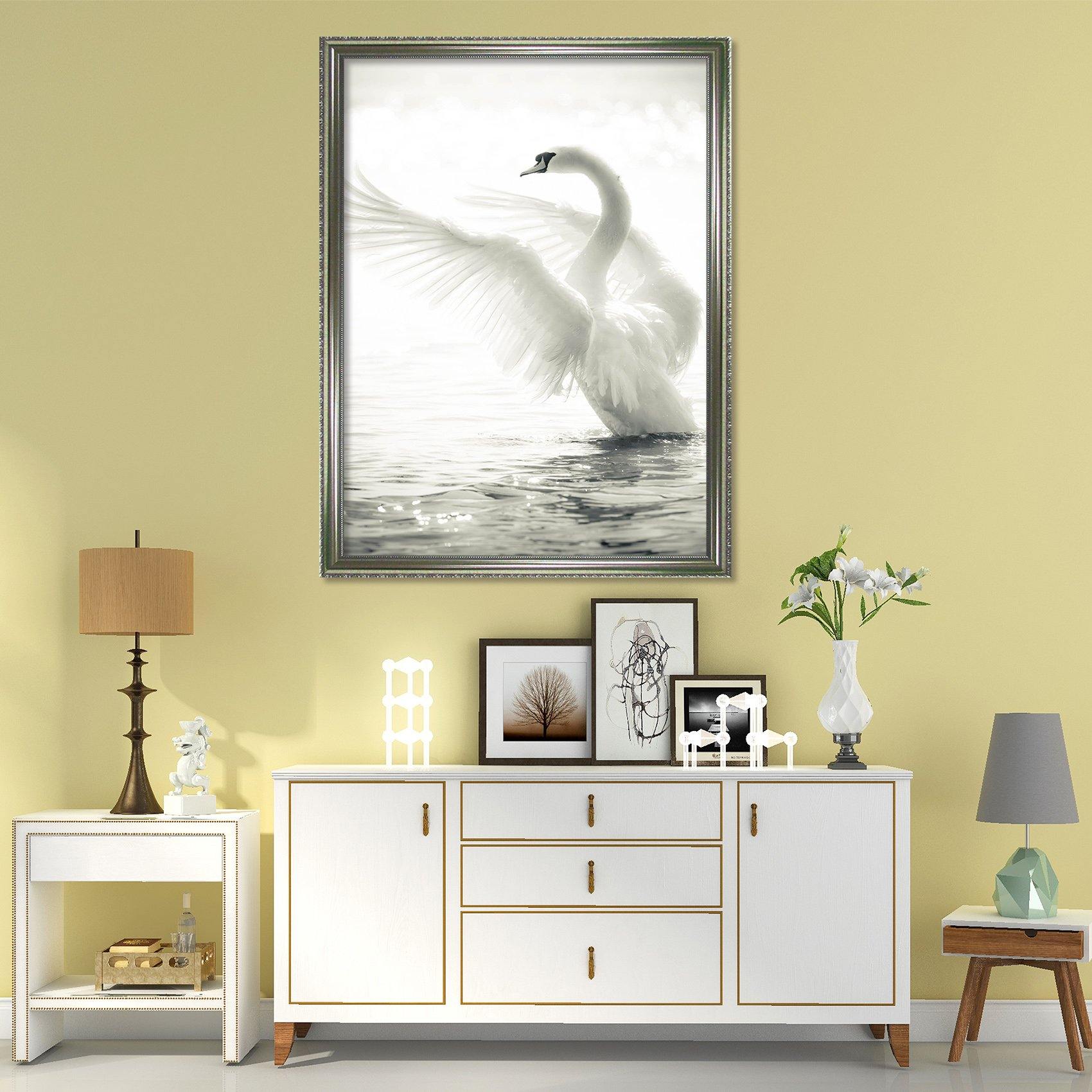 3D Swan Dancing 055 Fake Framed Print Painting Wallpaper AJ Creativity Home