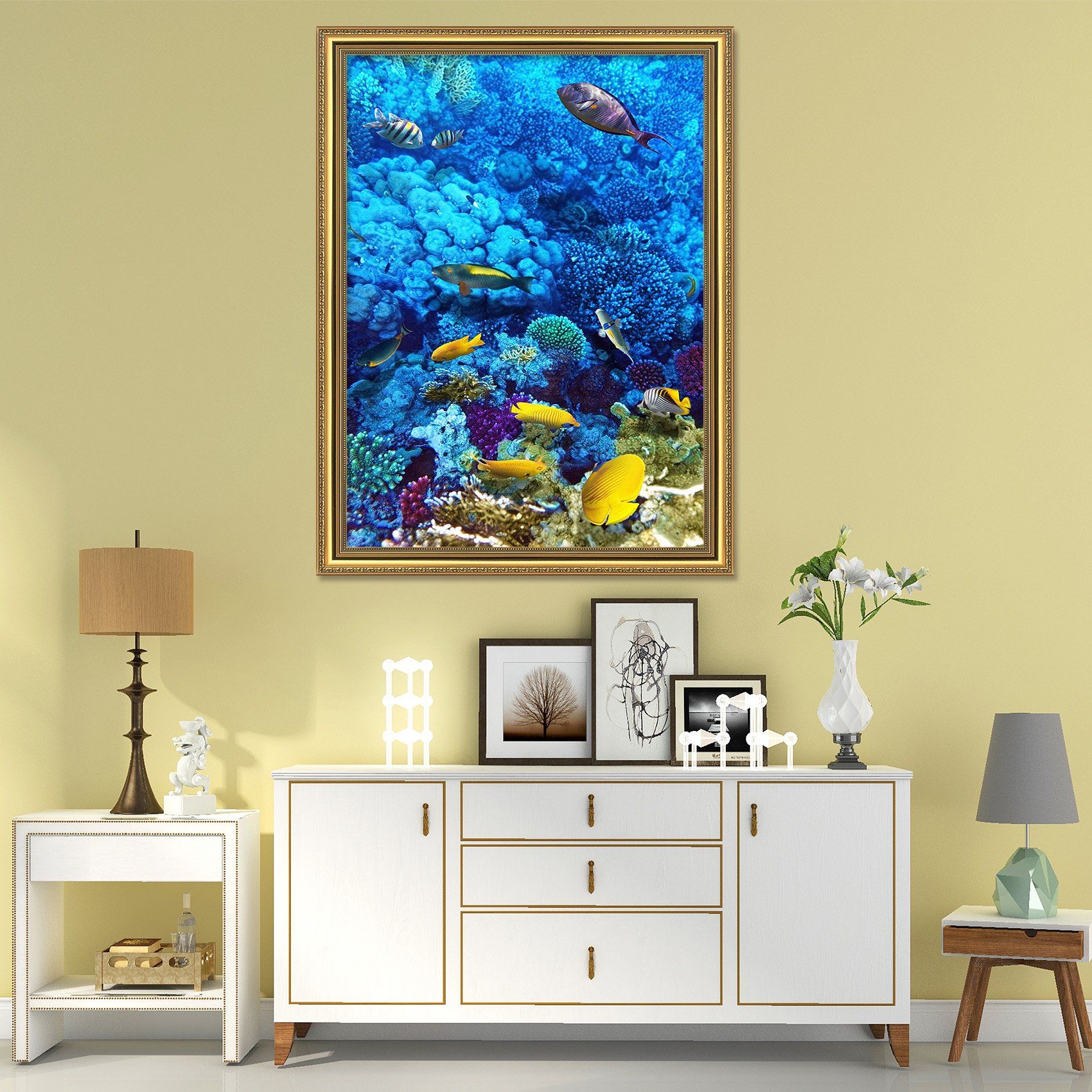 3D Beautiful Coral 061 Fake Framed Print Painting Wallpaper AJ Creativity Home