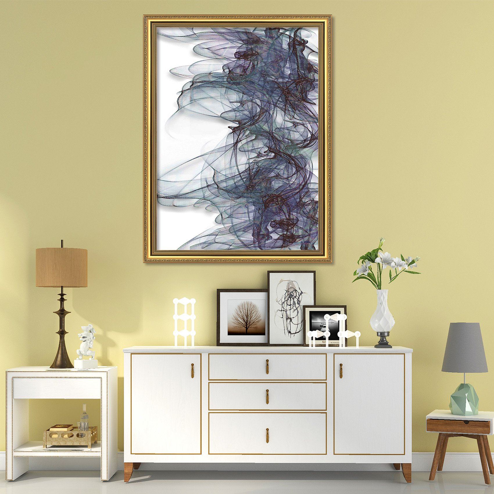 3D Black Ink Painting 072 Fake Framed Print Painting Wallpaper AJ Creativity Home