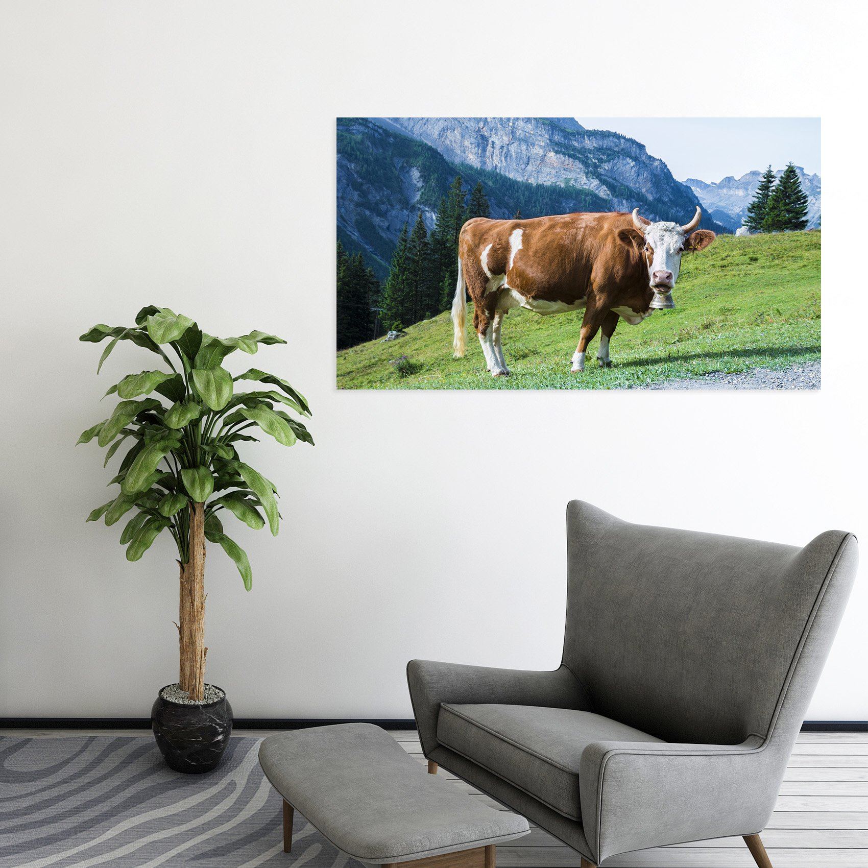 3D Mountain Grassland Cattle34 Animal Wall Stickers Wallpaper AJ Wallpaper 2