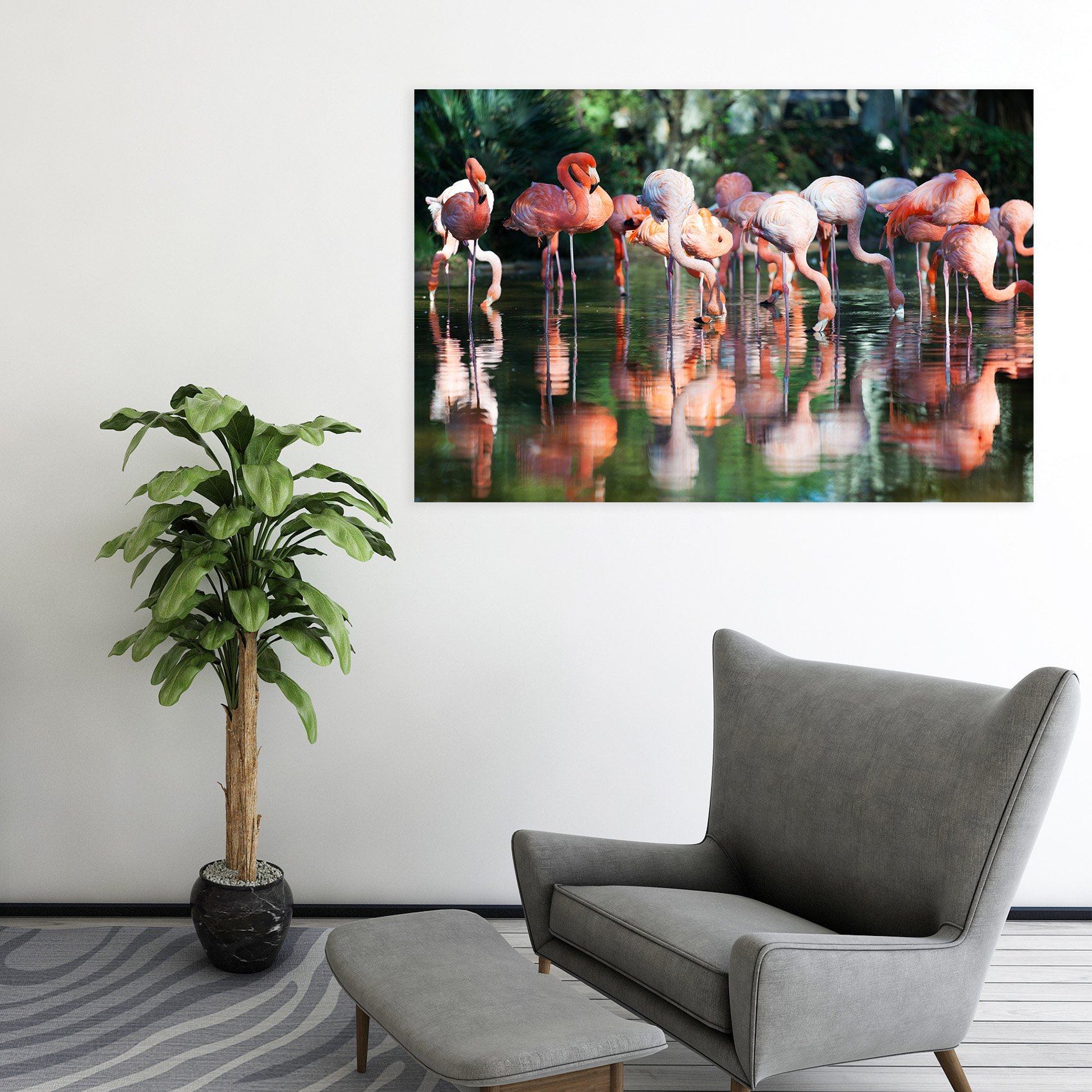 3D Lake Flamingo Group 57 Animal Wall Stickers Wallpaper AJ Wallpaper 2