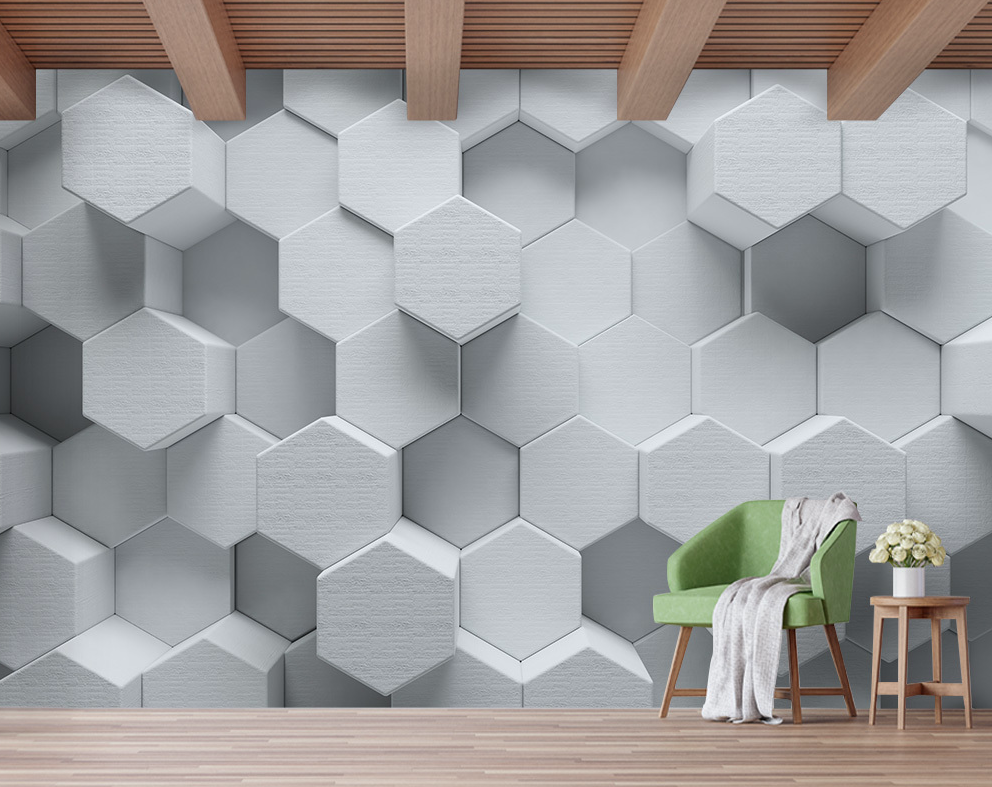 3D Concave Hexagon WG317 Wall Murals