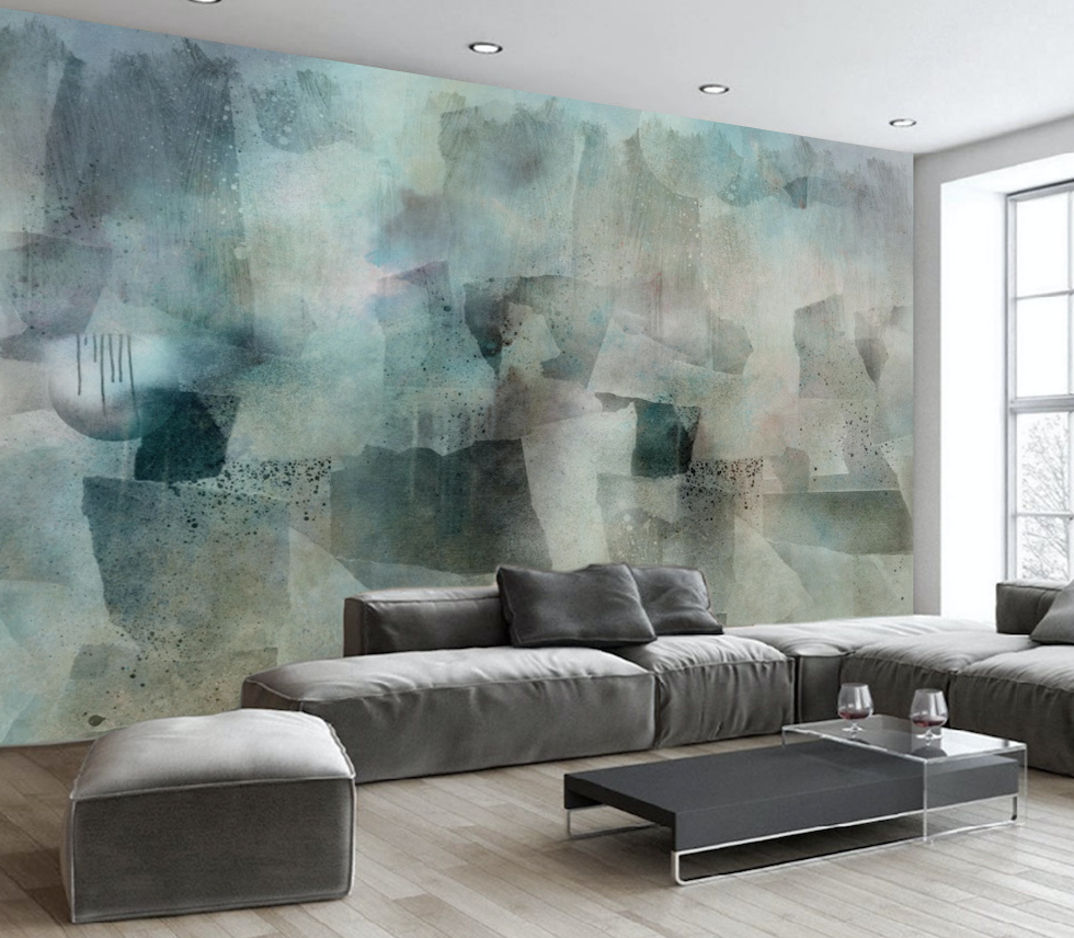3D Green Smudge WG313 Wall Murals