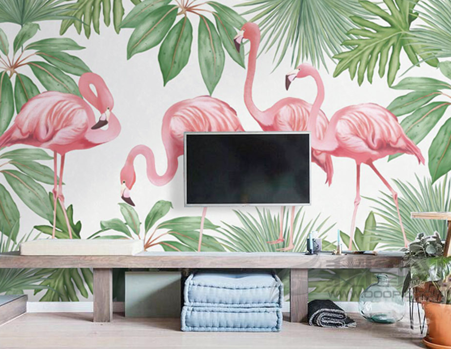 3D Elegant Flamingo WG305 Wall Murals