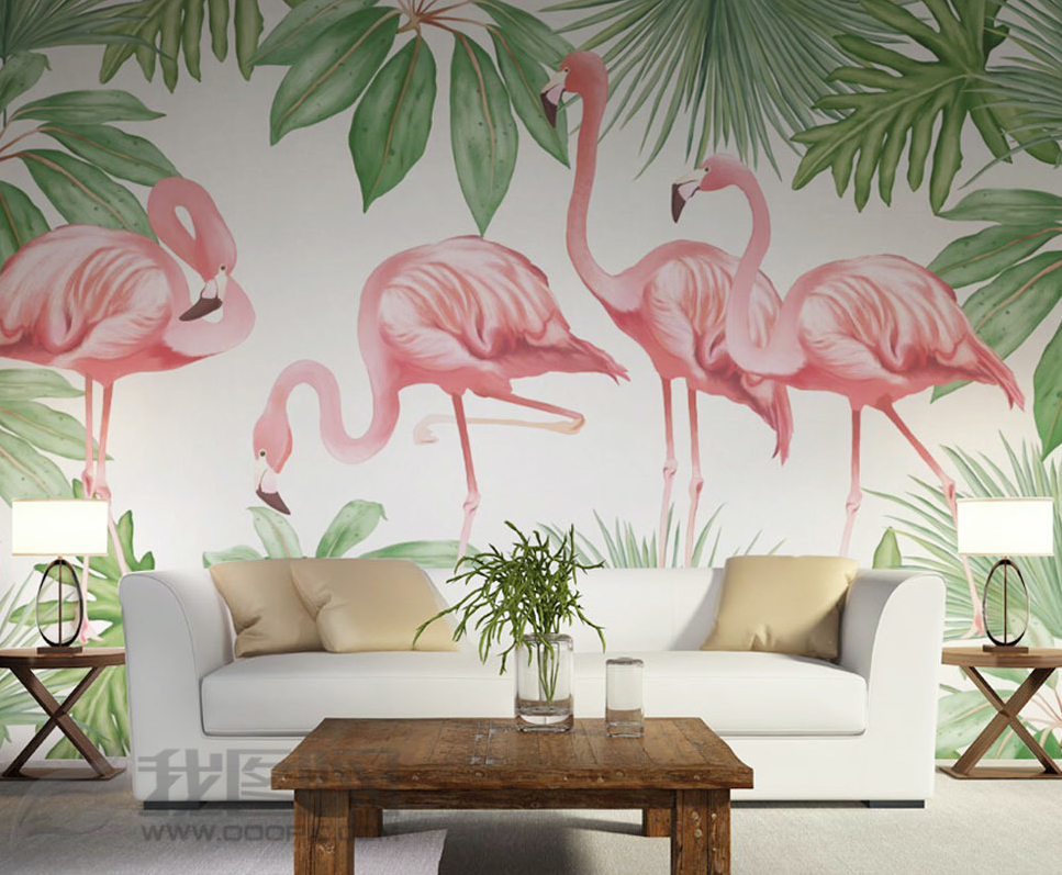 3D Elegant Flamingo WG305 Wall Murals