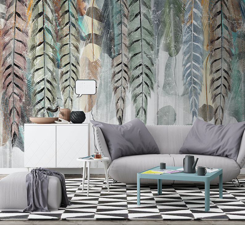 3D Colored Feathers WG038 Wall Murals