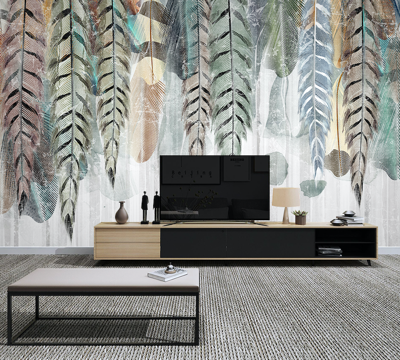 3D Colored Feathers WG038 Wall Murals