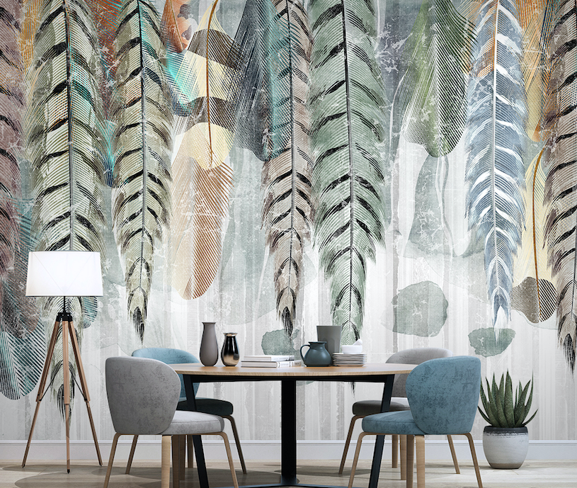 3D Colored Feathers WG038 Wall Murals