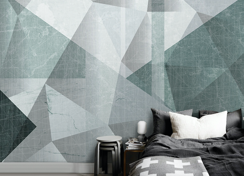 3D Green Geometry WG089 Wall Murals