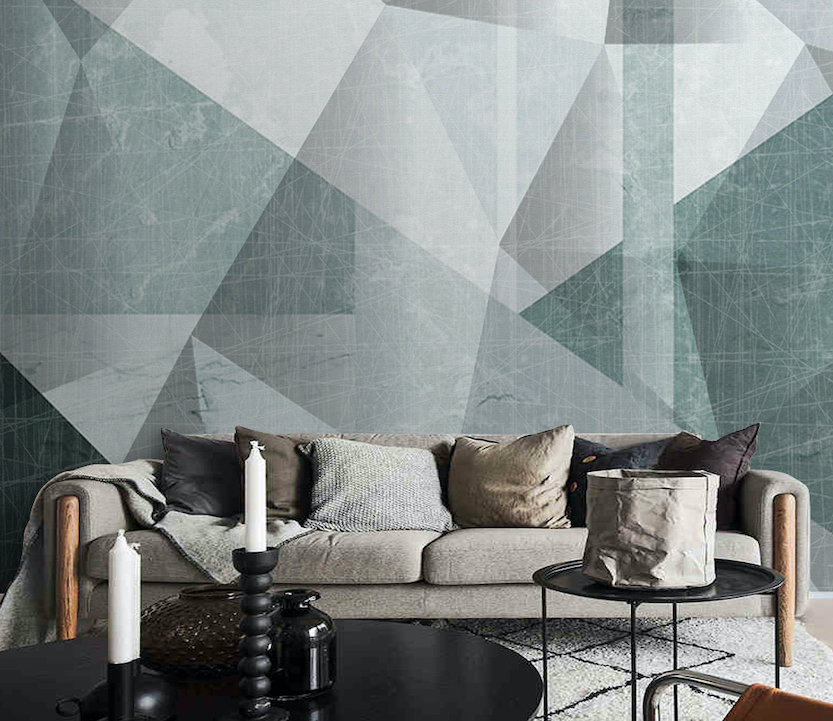 3D Green Geometry WG089 Wall Murals