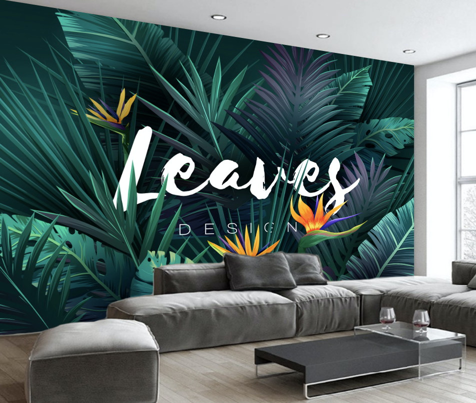 3D Emerald Green Leaves WG117 Wall Murals