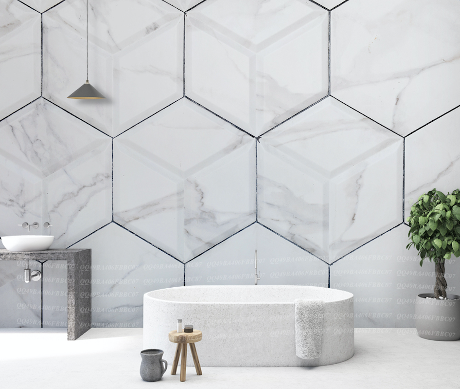 3D Hexagonal Marble WG123 Wall Murals