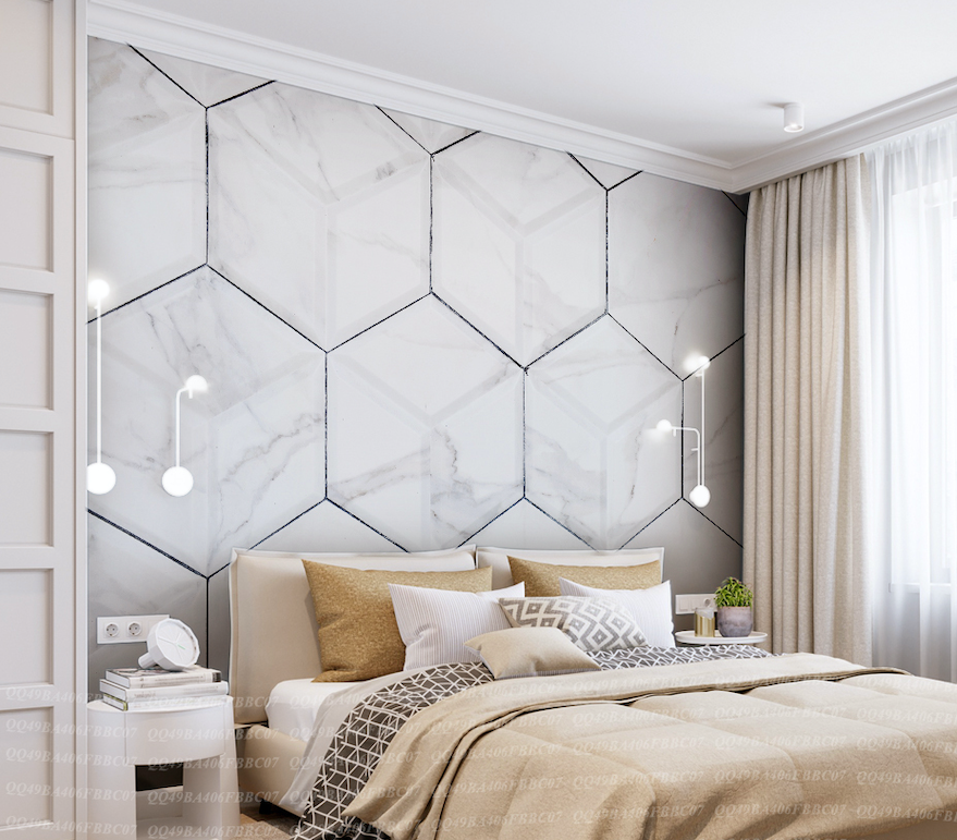 3D Hexagonal Marble WG123 Wall Murals