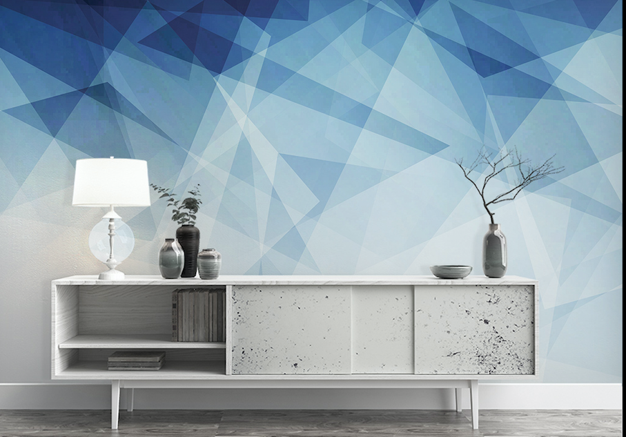 3D Blue Gradient Triangle WG139 Wall Murals
