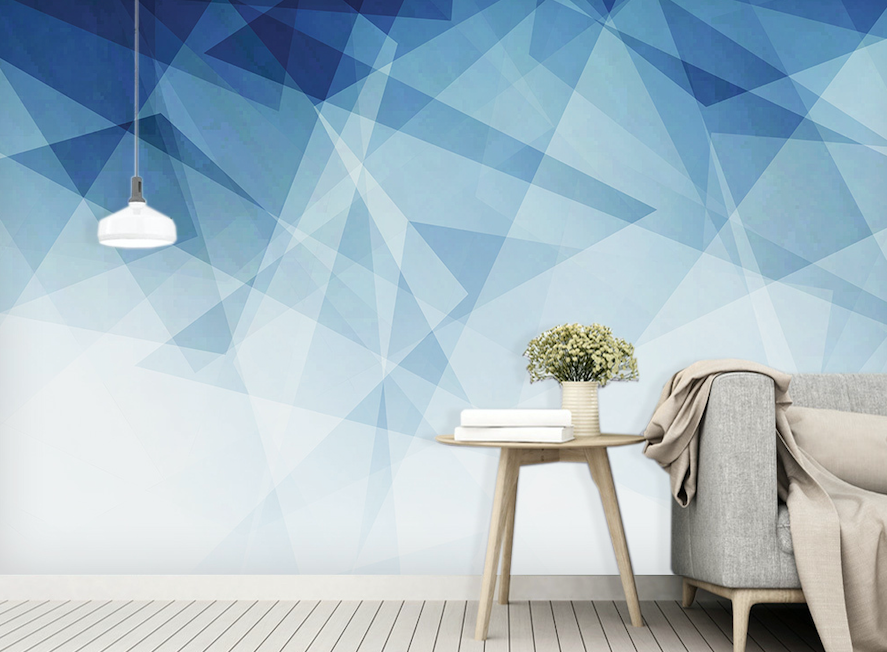 3D Blue Gradient Triangle WG139 Wall Murals