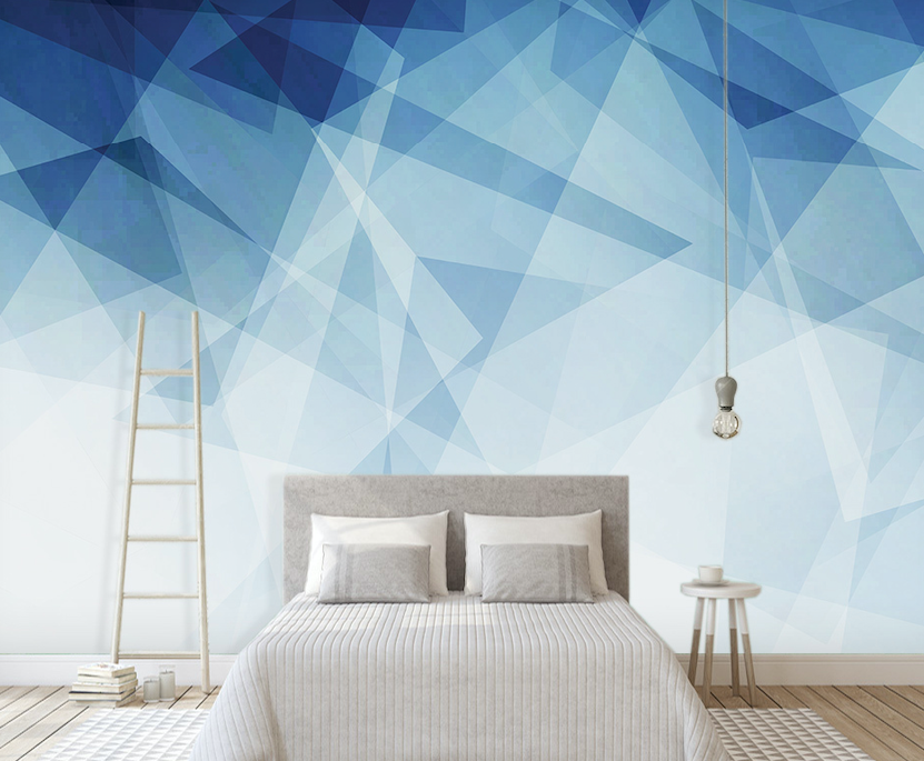 3D Blue Gradient Triangle WG139 Wall Murals